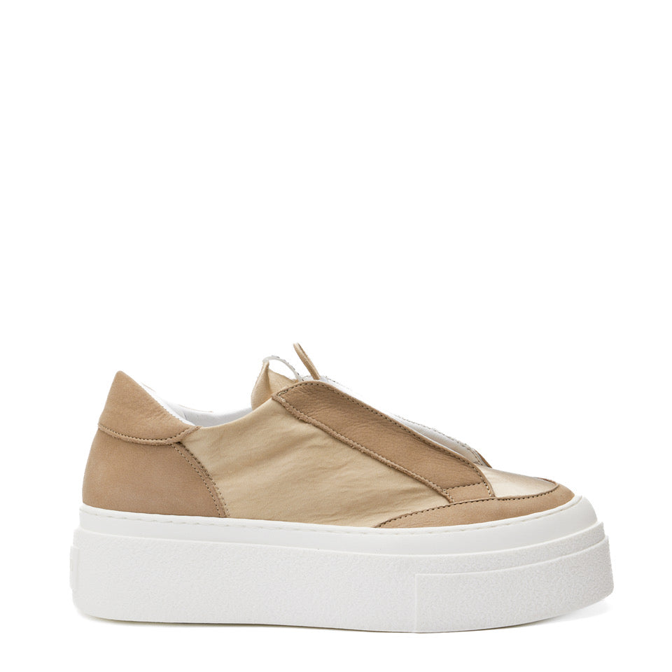 IVOR SATIN MARGY OFF-WHITE NABUK TAUPE