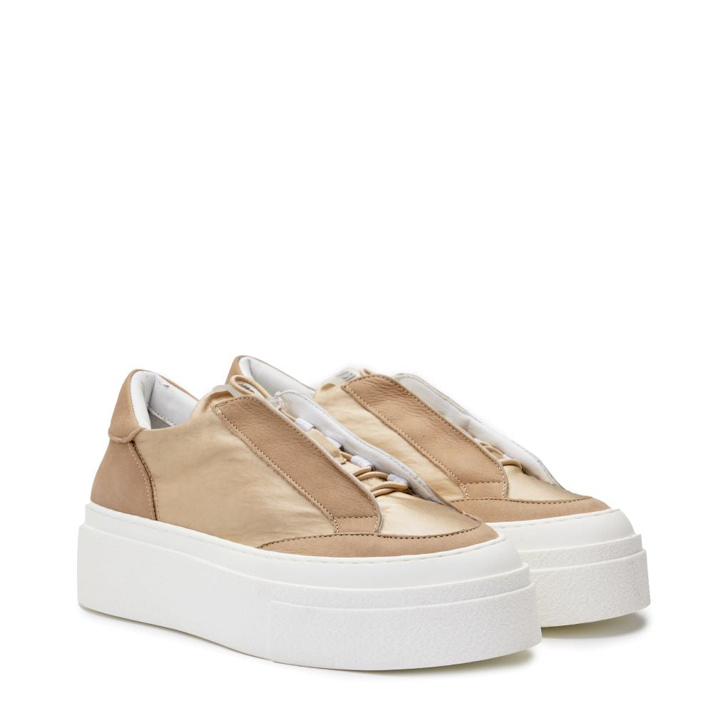 IVOR SATIN MARGY OFF-WHITE NABUK TAUPE